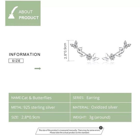 New Silver Cat and Butterfly Earrings - Picture 5 of 5